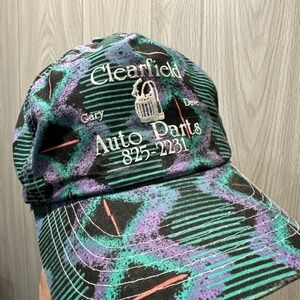 Vintage Clearfield Utah Auto Parts 90's 90s Retro Geo Pattern Basebal Floppy Hat